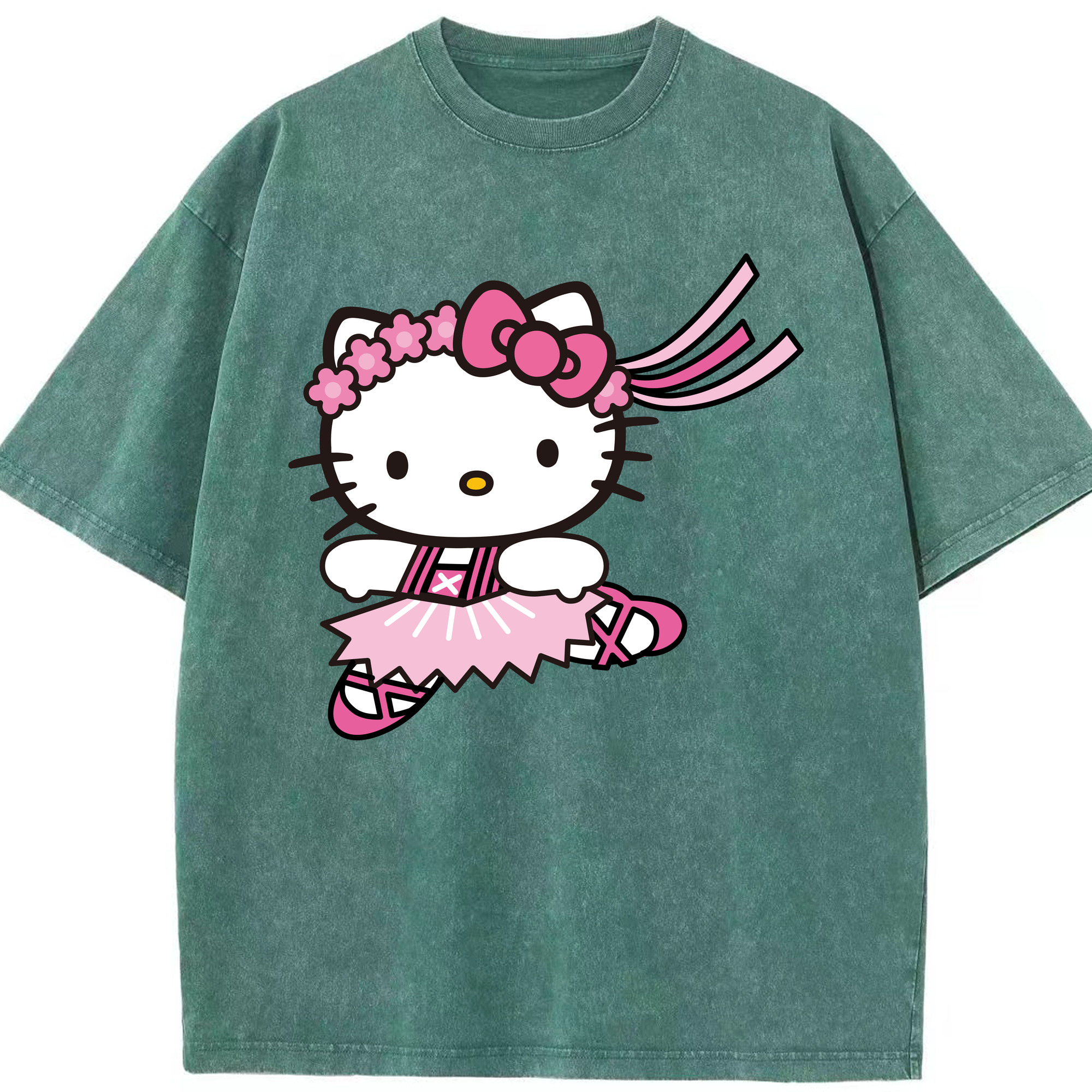 （画像用） Hello Kitty ハローキティ 綿100% ヴィンテージ風 半袖Tシャツ（フロントプリント）